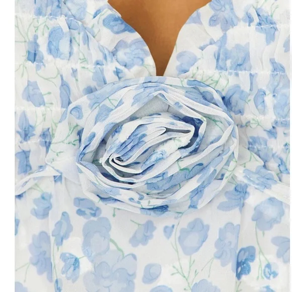 Floral Blue Mini Dress - Picture 8 of 11